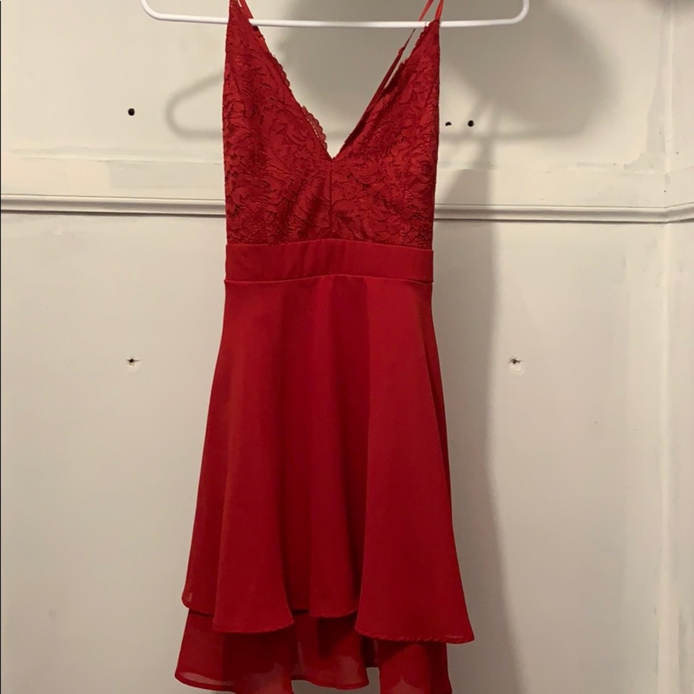 Red Cross-Back Homecoming Dress